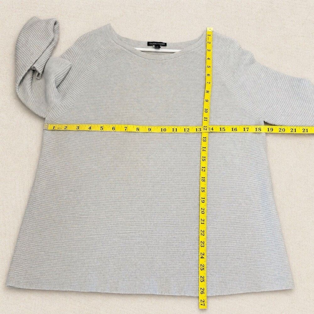 Eileen Fisher Made In Italy Sweater M Light Gray Knit Wool/Cashmere Feel EUC - Picture 9 of 10